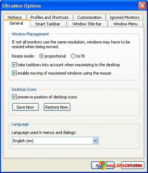 Screenshot UltraMon para Windows XP