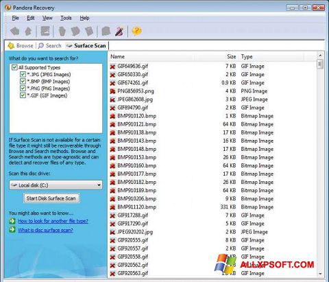 Screenshot Pandora Recovery para Windows XP