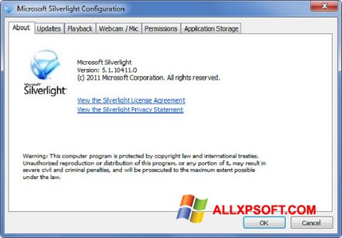 Screenshot Microsoft Silverlight para Windows XP