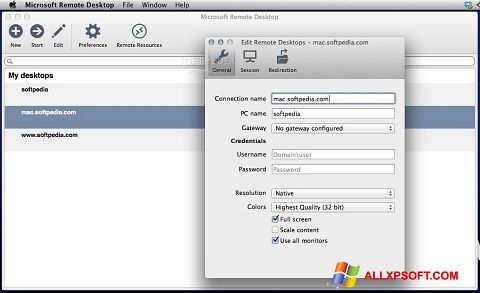 Screenshot Microsoft Remote Desktop para Windows XP