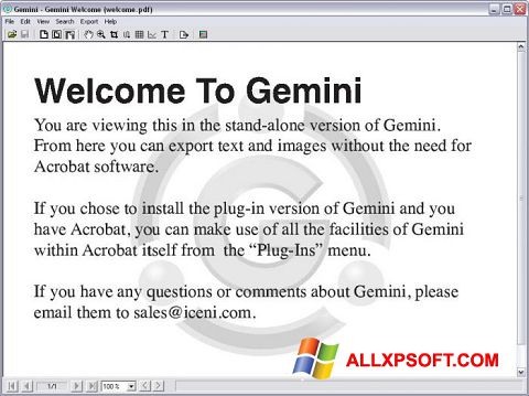 Screenshot Gemini para Windows XP