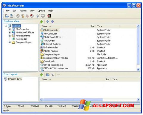 Screenshot InfraRecorder para Windows XP