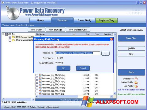 Screenshot Wondershare Data Recovery para Windows XP