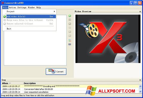 Screenshot ConvertXToDVD para Windows XP