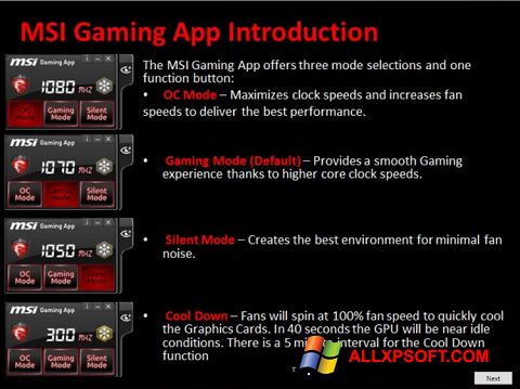 Screenshot MSI Gaming App para Windows XP