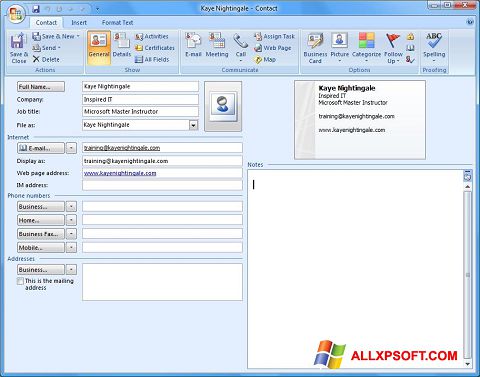 Screenshot Microsoft Outlook para Windows XP