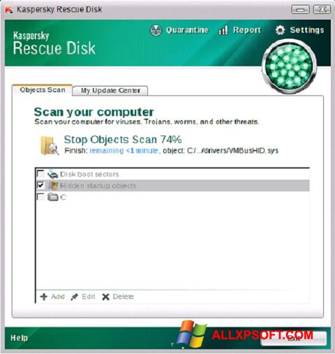 Screenshot Kaspersky Rescue Disk para Windows XP