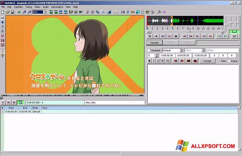 Screenshot Aegisub para Windows XP