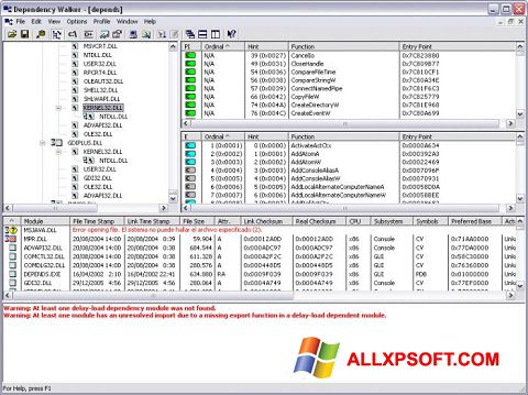 Screenshot Dependency Walker para Windows XP