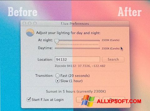 Screenshot F.lux para Windows XP
