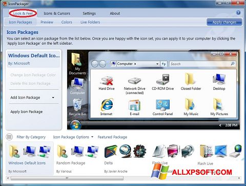 Screenshot IconPackager para Windows XP