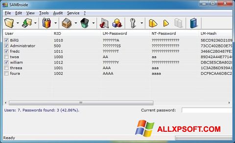 Screenshot SAMInside para Windows XP