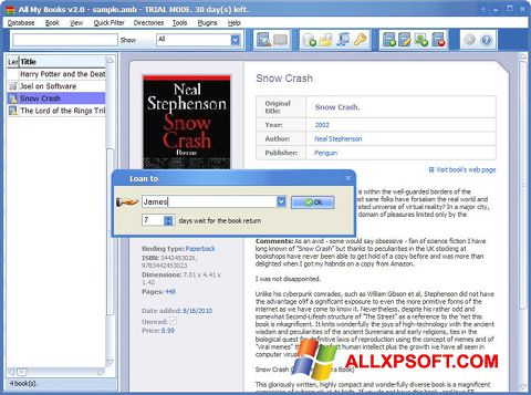 Screenshot All My Books para Windows XP