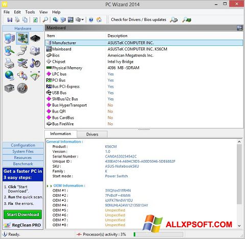 Screenshot PC Wizard para Windows XP