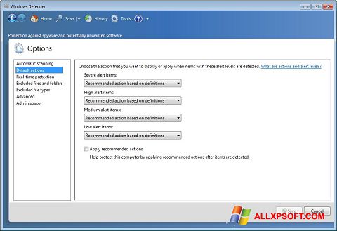 Screenshot Windows Defender para Windows XP