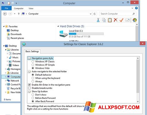Screenshot Classic Shell para Windows XP