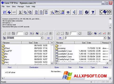 Screenshot Core FTP para Windows XP