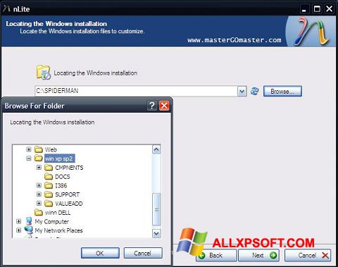 Screenshot nLite para Windows XP