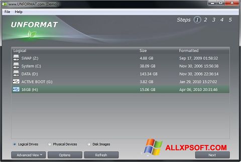 Screenshot UNFORMAT para Windows XP