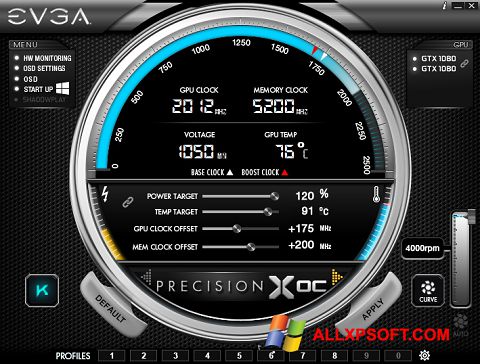Screenshot EVGA Precision para Windows XP