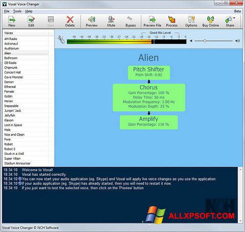 Screenshot Voxal Voice Changer para Windows XP
