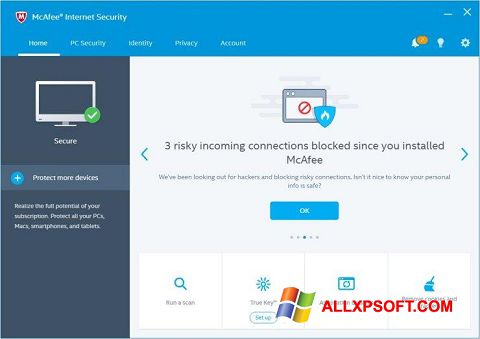 Screenshot McAfee Internet Security para Windows XP