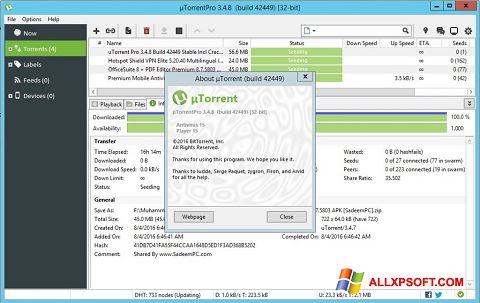 Screenshot uTorrent Pro para Windows XP