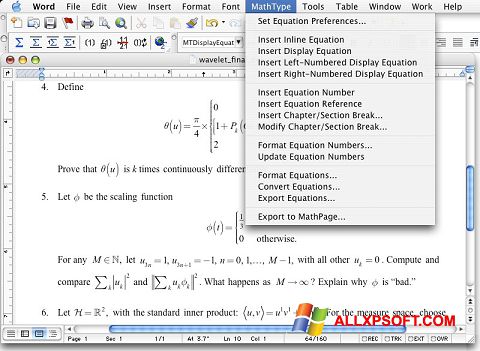 Screenshot MathType para Windows XP