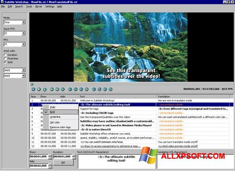 Screenshot Subtitle Workshop para Windows XP