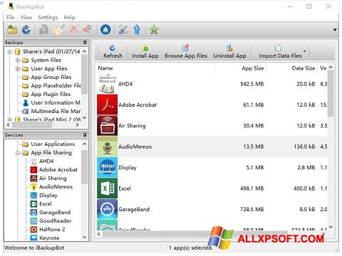 Screenshot iBackupBot para Windows XP