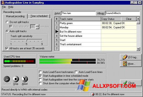 Screenshot Audiograbber para Windows XP