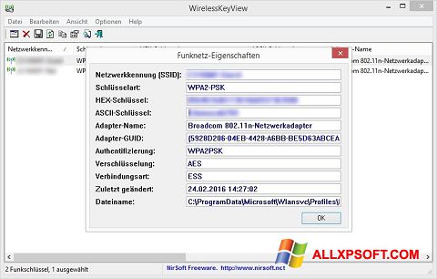 Screenshot WirelessKeyView para Windows XP