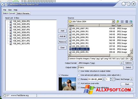 Screenshot FastStone Photo Resizer para Windows XP