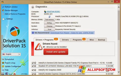 Screenshot DriverPack Solution Online para Windows XP