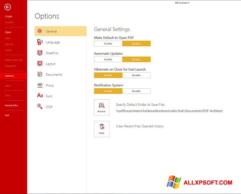 Screenshot PDF Architect para Windows XP