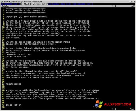 Screenshot Vim para Windows XP
