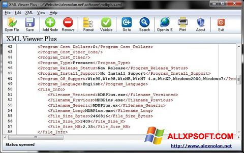 Screenshot XML Viewer para Windows XP