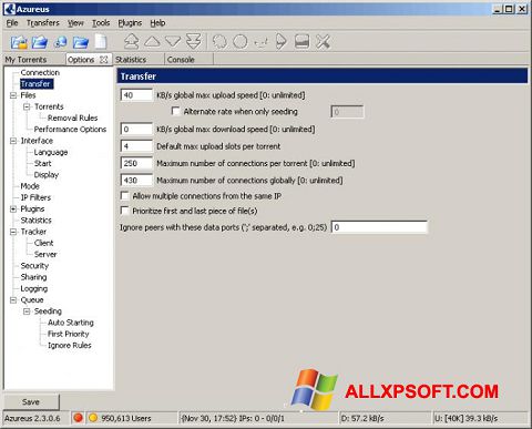 Screenshot Vuze para Windows XP