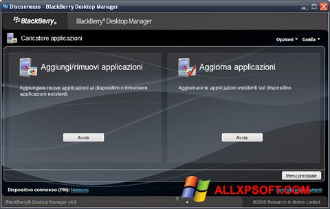 Screenshot BlackBerry Desktop Manager para Windows XP