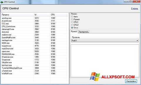 Screenshot CPU-Control para Windows XP