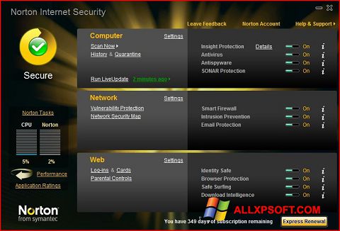Screenshot Norton Internet Security para Windows XP