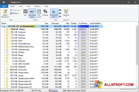Screenshot TreeSize Free para Windows XP