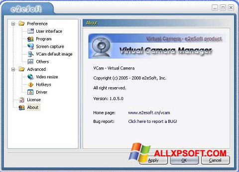 Screenshot VCam para Windows XP