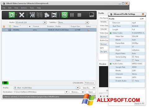 Screenshot Xilisoft Video Converter para Windows XP