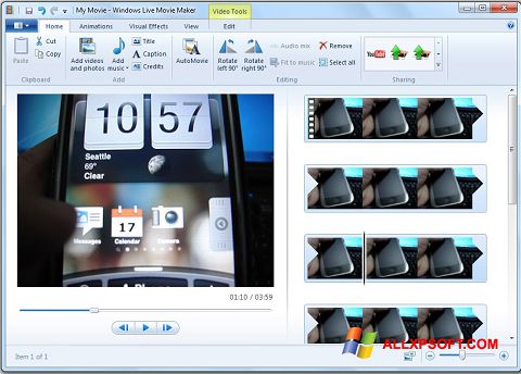 Screenshot Windows Live Movie Maker para Windows XP