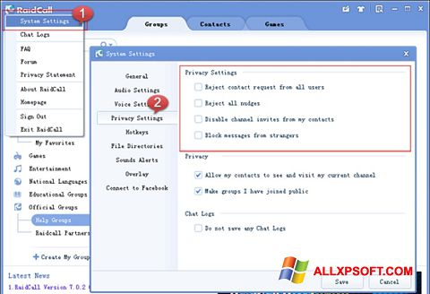 Screenshot RaidCall para Windows XP