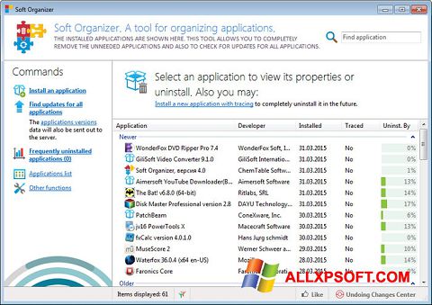 Screenshot Soft Organizer para Windows XP